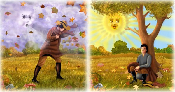 Константин Ушинский ветер и солнце