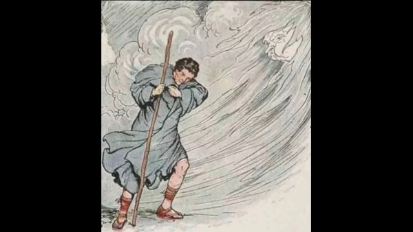 Ушинский ветер и солнце иллюстрации