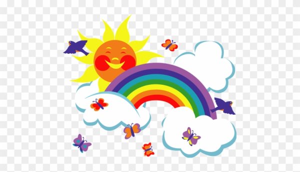 Солнце и Радуга мультяшная