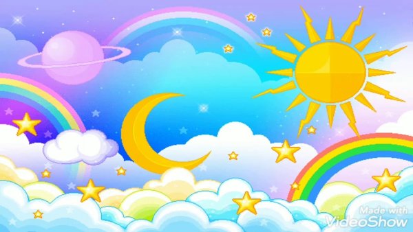 Небо с облаками и солнце детское