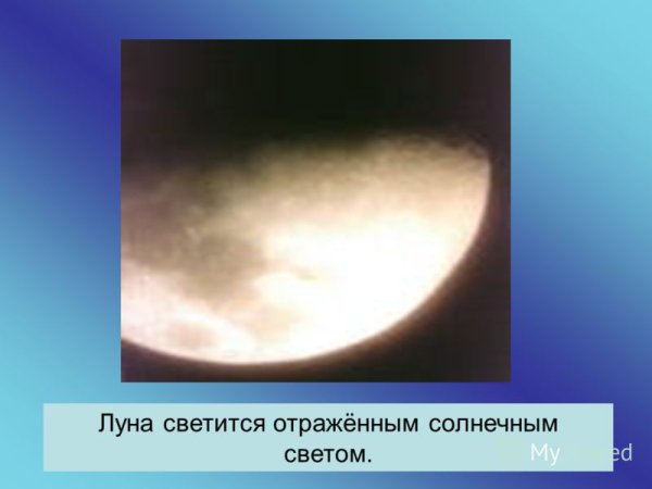 Луна отражает свет солнца