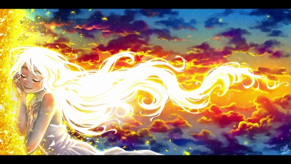 Аниме девушка солнце