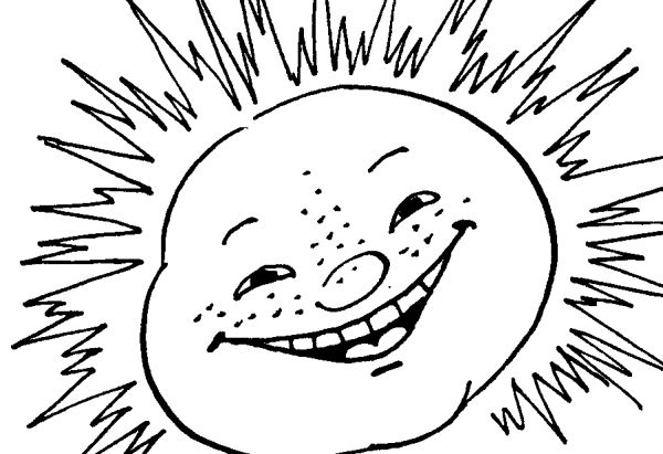Солнце мультяшное черно белое