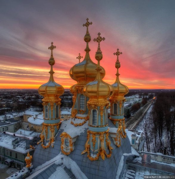 Церковь зима закат