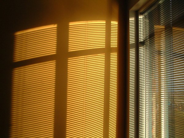 Свет через жалюзи на стене