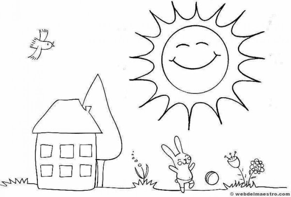 Солнышко рисунок карандашом