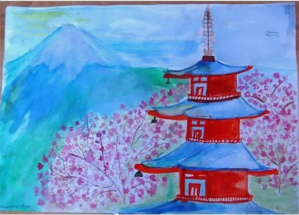 Закат Япония арт