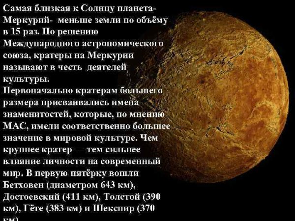 Меркурий Планета солнечной системы