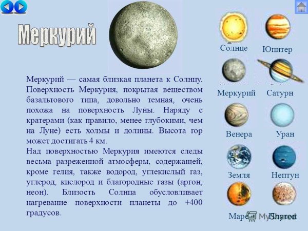 Меркурий самая маленькая Планета солнечной системы