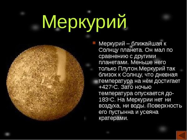 Меркурий Планета солнечной системы