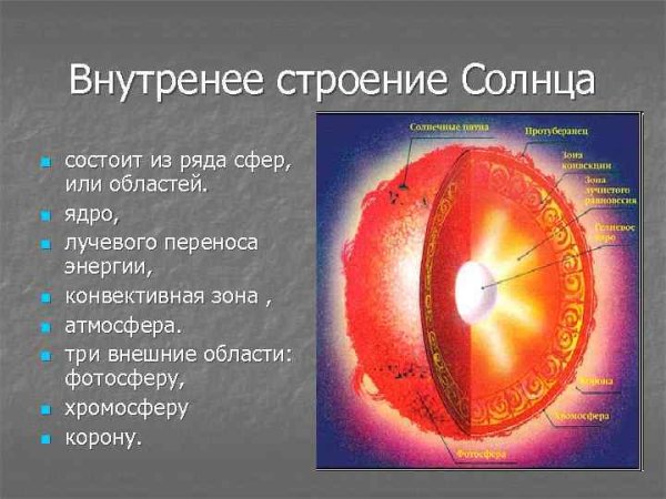 Строение солнца солнечное ядро