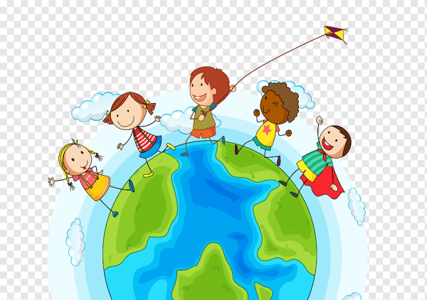 Плакат дети на земном шаре