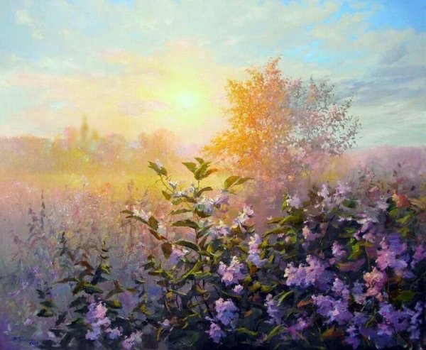 Утренний пейзаж .живопись .Виктор Грицын