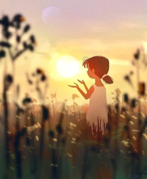 Счастливая девушка в поле