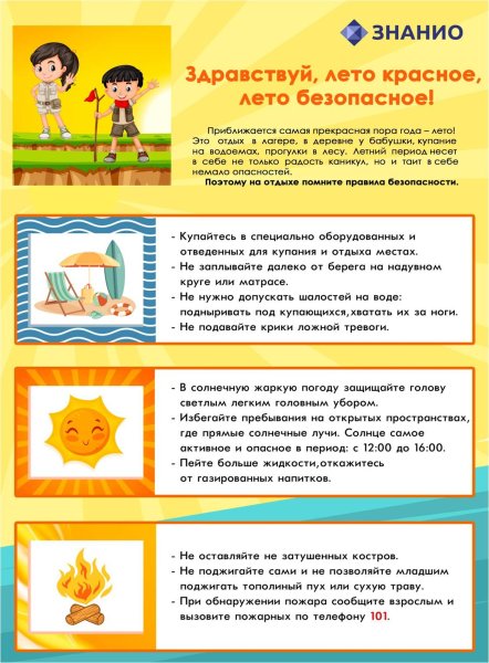 Безопасное лето памятка для детей