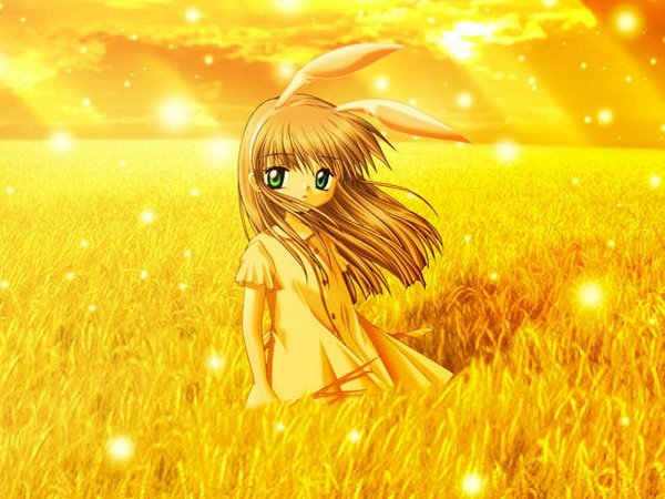 Аниме девушка в желтом