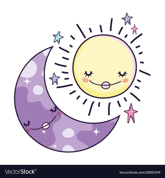 Луна и солнце мультяшная