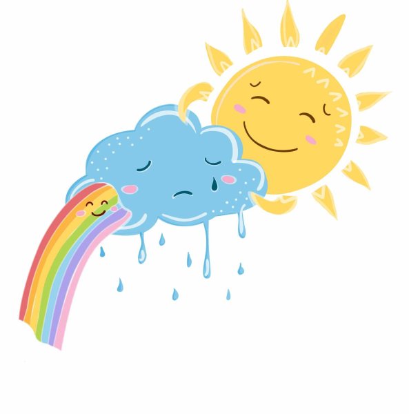 Тучка с солнышком с радугой