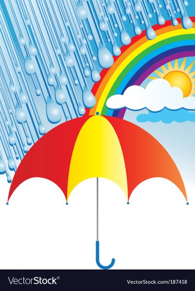 Радужный зонтик и дождик