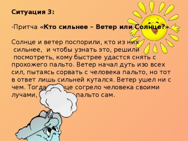 Поспорили ветер и солнце притча