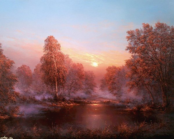 Закат в лесу