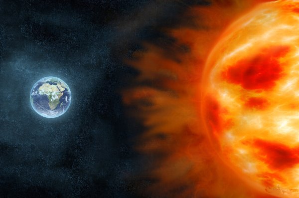 Планета земля и солнце