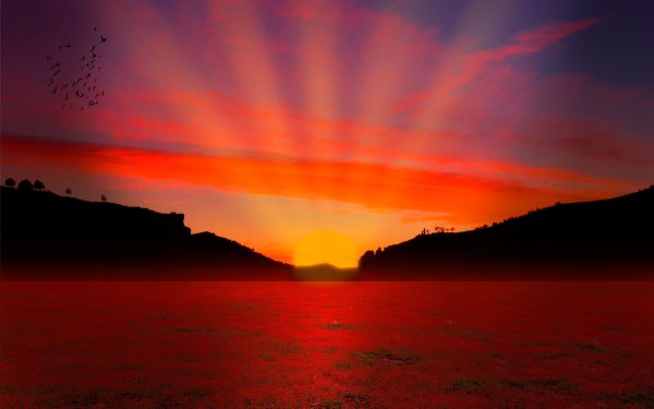 Огромное солнце на закате