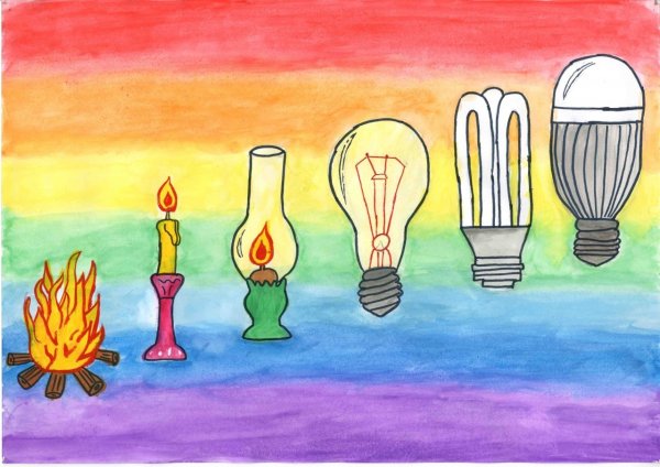 Костер акварелью