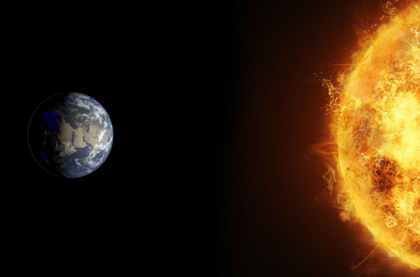 Планета земля и солнце