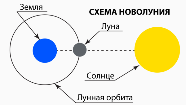 Полнолуние расположение солнца земли и Луны