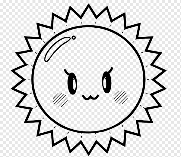 Солнце смайлик черно белый