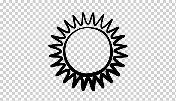 Солнце без фона черно белое
