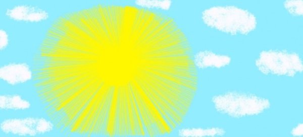 Яркое солнце нарисовать