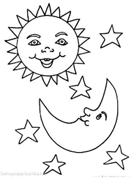 Раскраска солнце и Луна