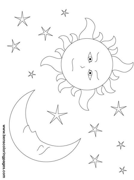 Раскраска солнце и Луна