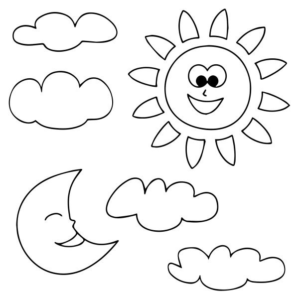 Раскраска солнце и Луна