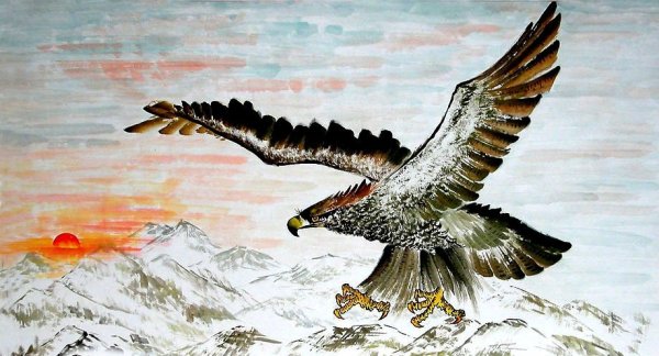 Орел на фоне солнца