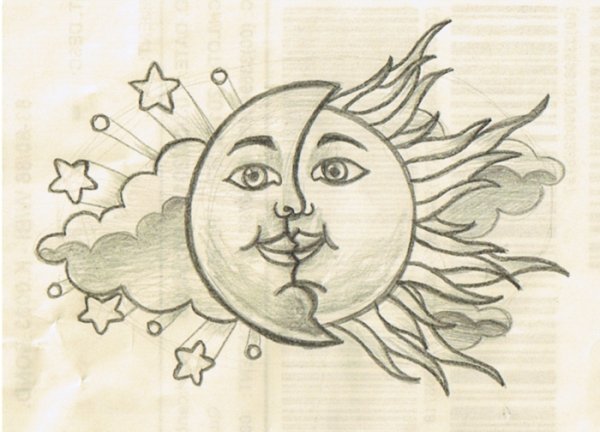 Солнце и Луна для срисовки