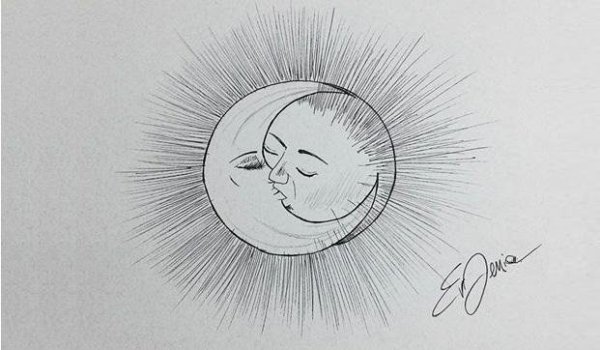 Солнце и Луна рисунок карандашом для срисовки