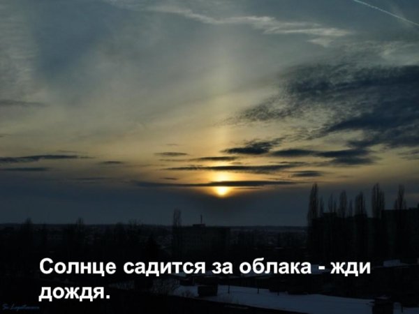 Солнце село в облаках – жди дождя