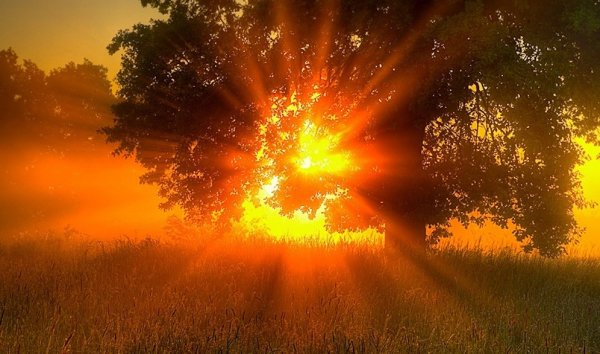 Солнце с огненными лучами