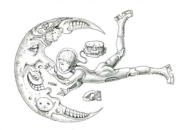 Космонавт на Луне рисунок