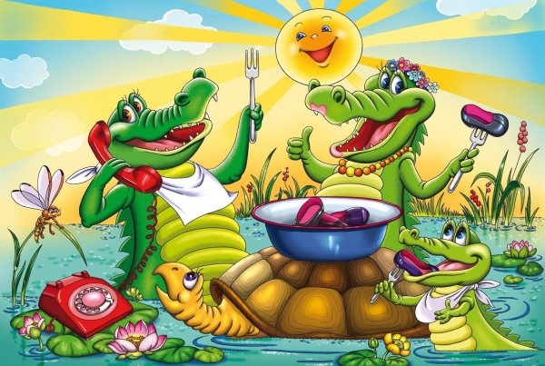 Раскраска крокодил Корнея Чуковского