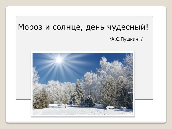 Пушкин Мороз и солнце день чудесный