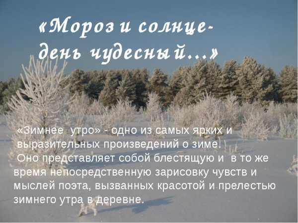 Пушкин Мороз и солнце