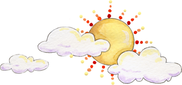 Солнышко с облаками на прозрачном фоне