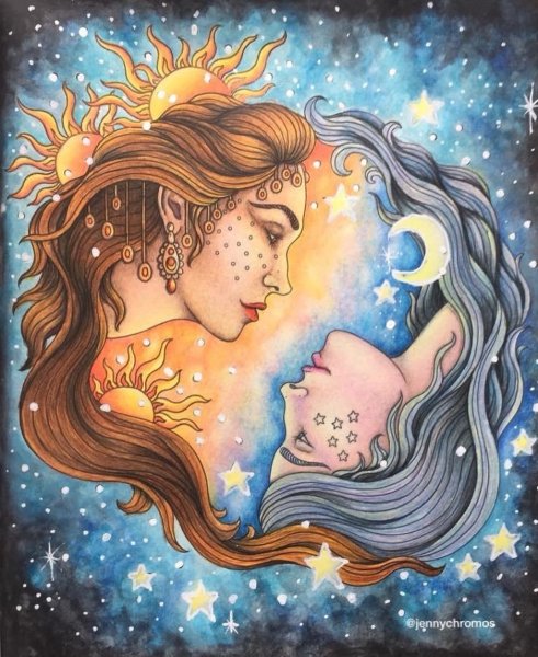 Солнце и Луна иллюстрация