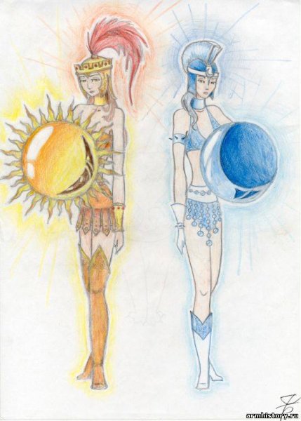 Солнце и Луна в стиле Таро