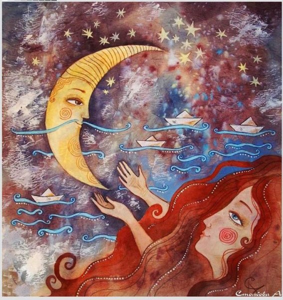 Тату солнце и Луна эскиз