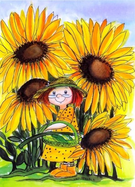 Подсолнухи друг к другу